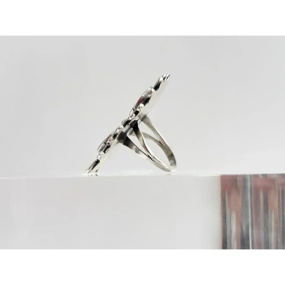 Southwest Style Mother of Pearl Vintage Freeform Wavy Vintage Ring - sz 7 - Picture 5 of 10